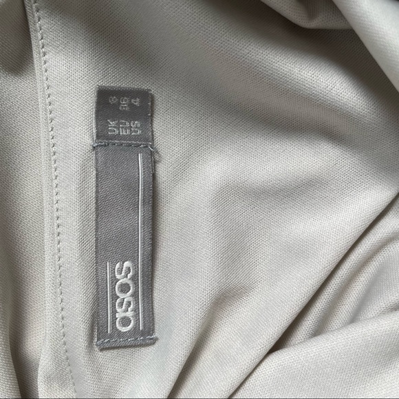 ASOS (4) One Shoulder Light Gray Dress with Tie Wrap - Picture 9 of 9